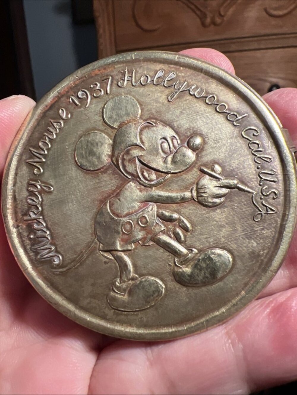 Vintage Tiffany And Co  1970s Solid Brass Mickey Mouse Hollywood Belt Buckle
